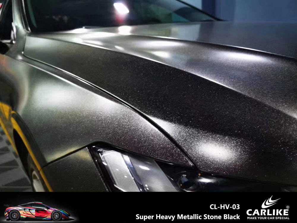 Super Heavy Metallic Stone Black Vinyl