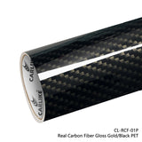 CARLIKE CL-RCF-01P Simulation Carbon Fiber Gloss Gold/Black Vinyl PET Liner