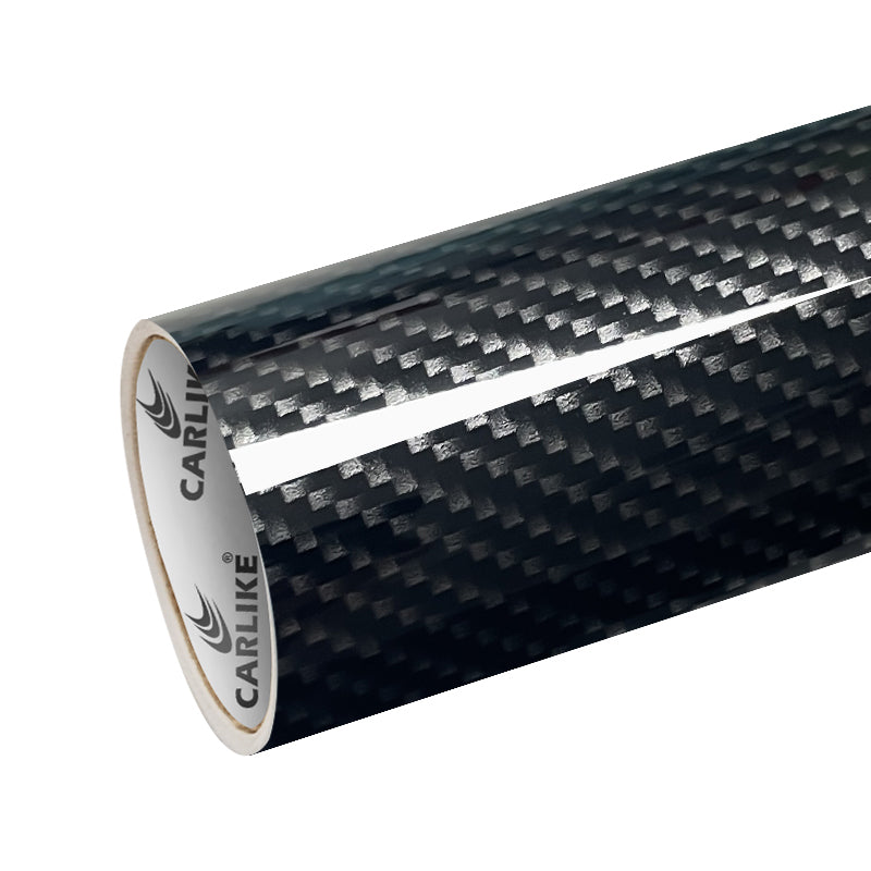 CARLIKE CL-RCF-03P Simulation Fibre de Carbone Brillant Argent/Noir Vinyle PET Liner