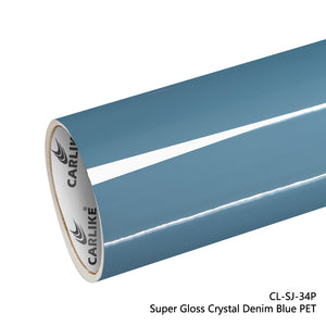 CARLIKE CL-SJ-34P Super Gloss Crystal Denim Blue Vinyl PET Liner - CARLIKE WRAP
