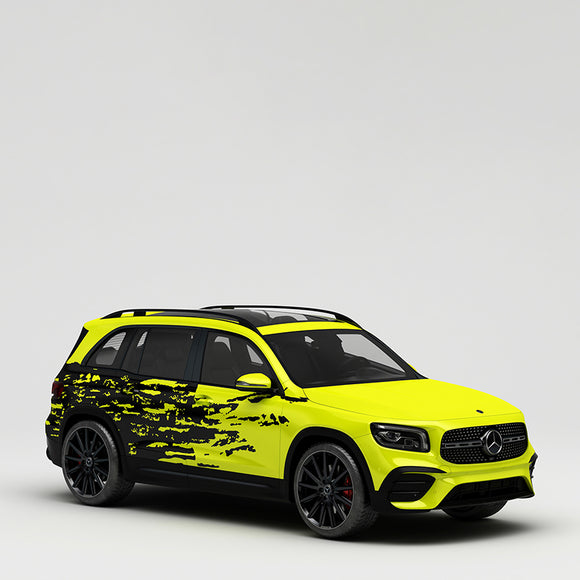 CARLIKE CL-DZ005 Pattern Yellow and Black Painting High-precision Printing Customized Car Vinyl Wrap