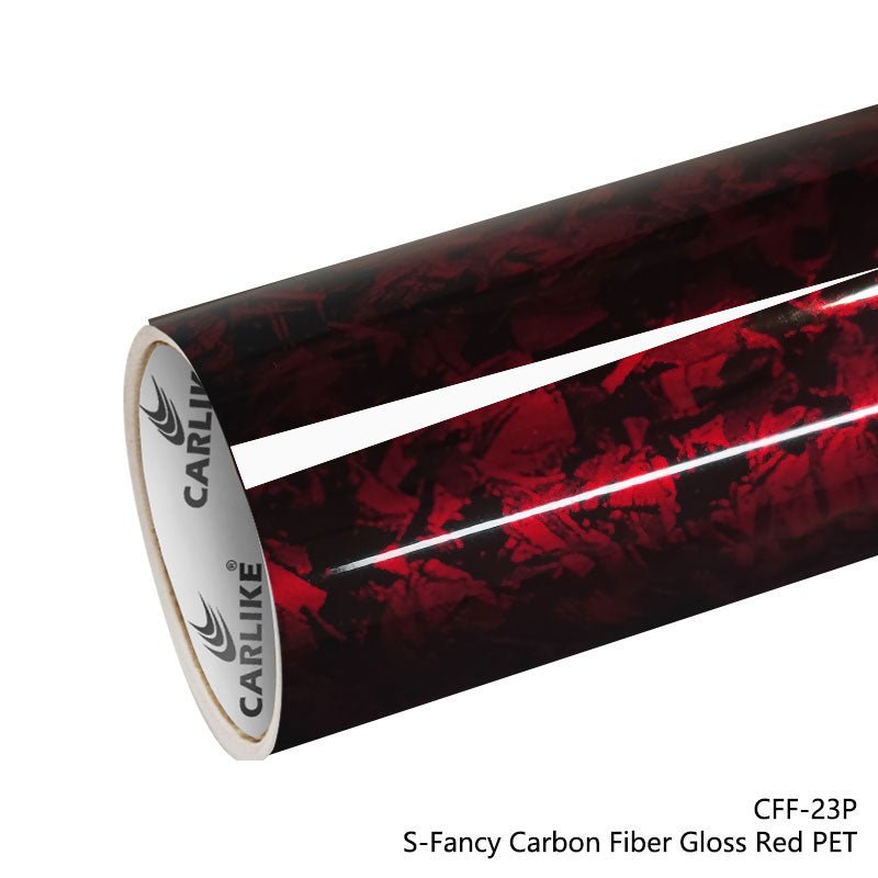 CARLIKE CL - CFF - 23P Small Texture S - Fancy Carbon Fiber Gloss Red Vinyl PET Liner - CARLIKE WRAP