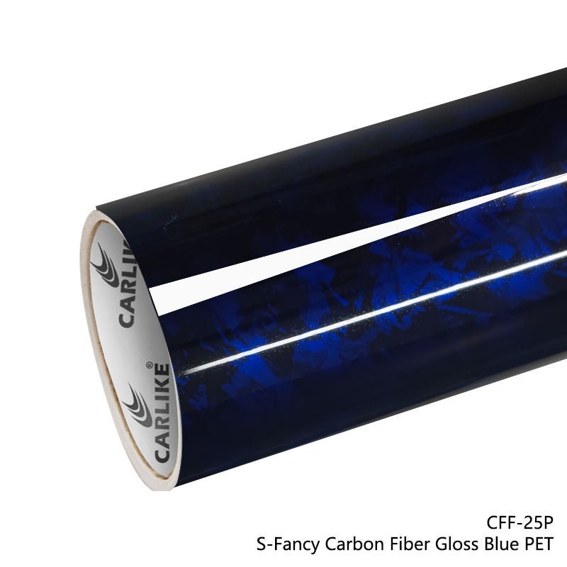 CARLIKE CL - CFF - 25P Small Texture S - Fancy Carbon Fiber Gloss Blue Vinyl PET Liner - CARLIKE WRAP