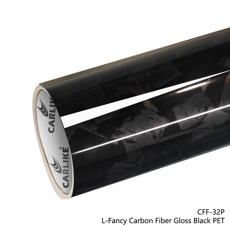 CARLIKE CL - CFF - 32P Large Texture L - Fancy Carbon Fiber Gloss Black Vinyl PET Liner - CARLIKE WRAP