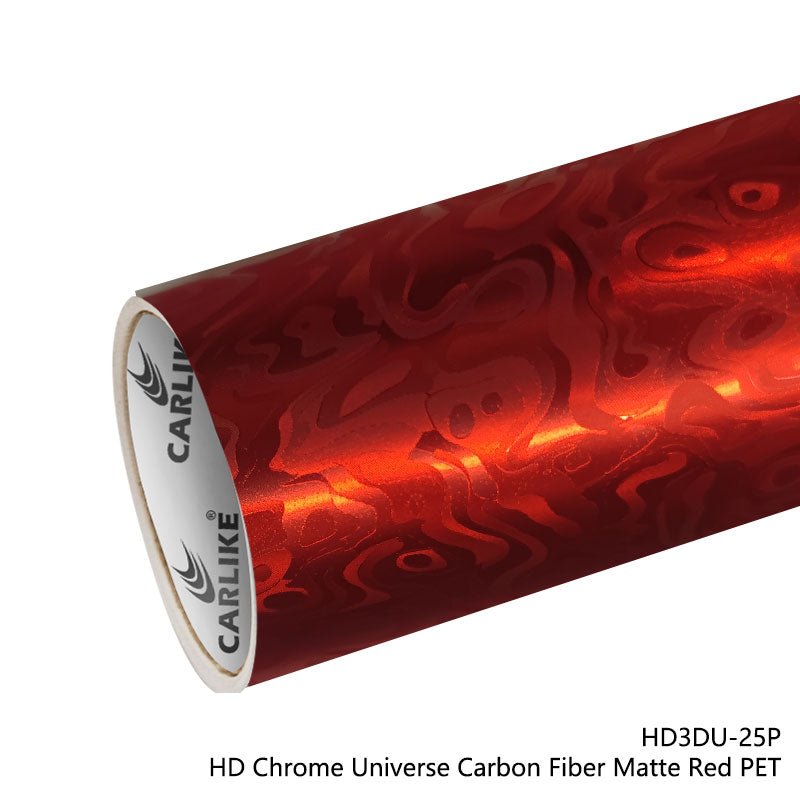 CARLIKE CL - HD3DU - 25P HD Chrome Universe Carbon Fiber Matte Red Vinyl PET Liner - CARLIKE WRAP
