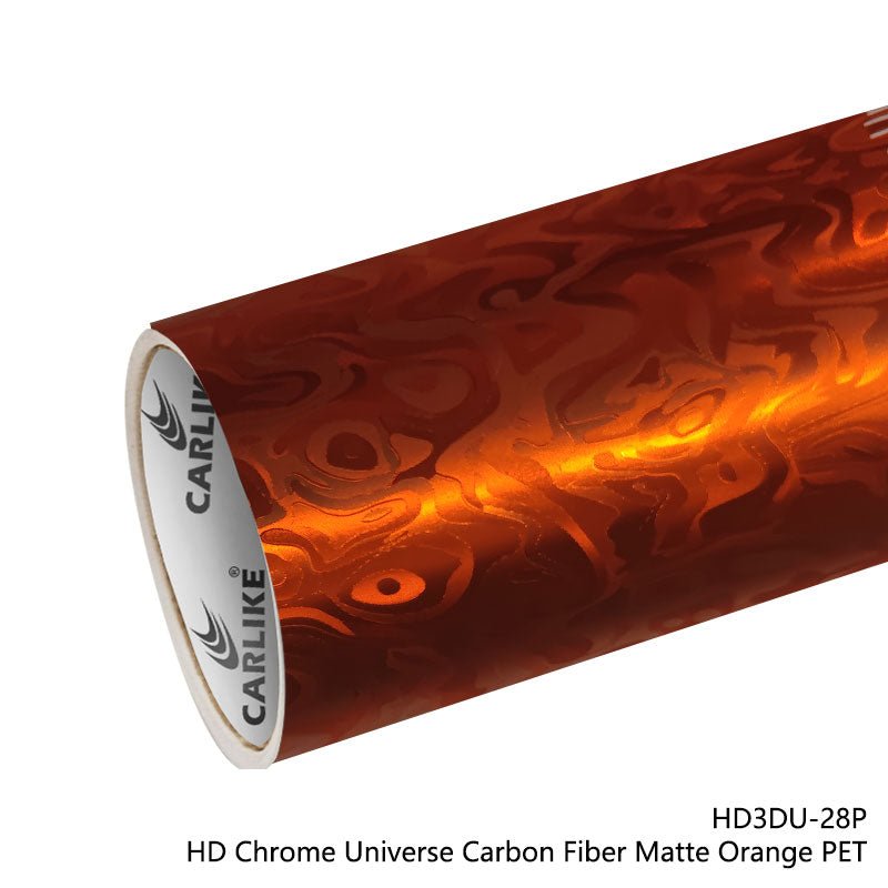 CARLIKE CL - HD3DU - 28P HD Chrome Universe Carbon Fiber Matte Orange Vinyl PET Liner - CARLIKE WRAP