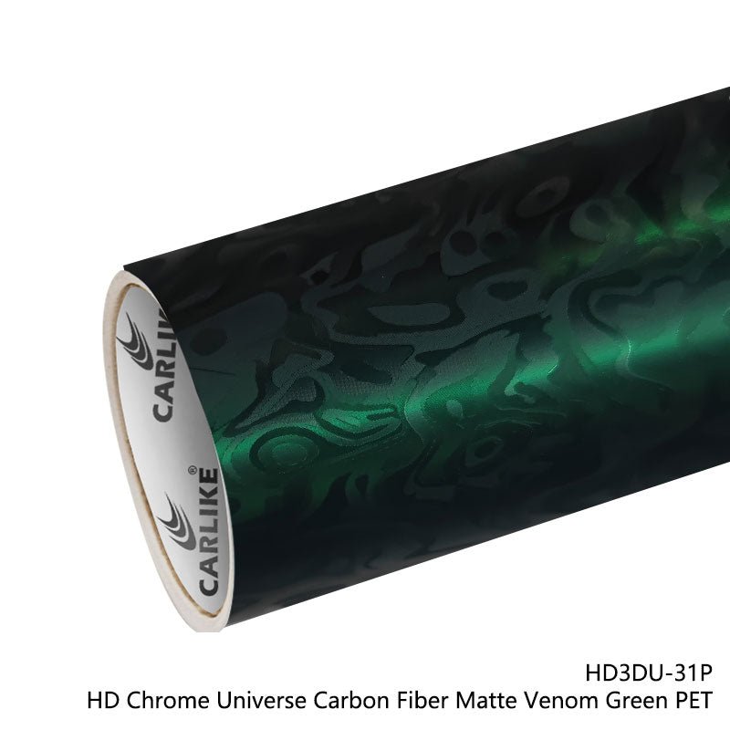 CARLIKE CL - HD3DU - 31P HD Chrome Universe Carbon Fiber Matte Venom Green Vinyl PET Liner - CARLIKE WRAP