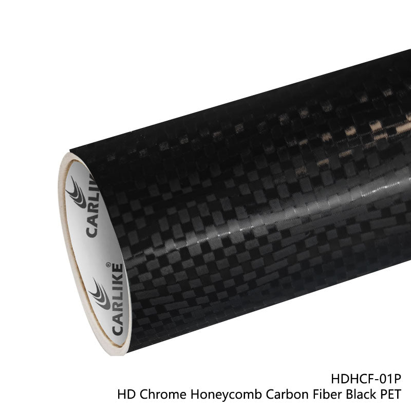 CARLIKE CL - HDHCF - 01P HD Chrome Honeycomb Carbon Fiber Black Vinyl PET Liner - CARLIKE WRAP