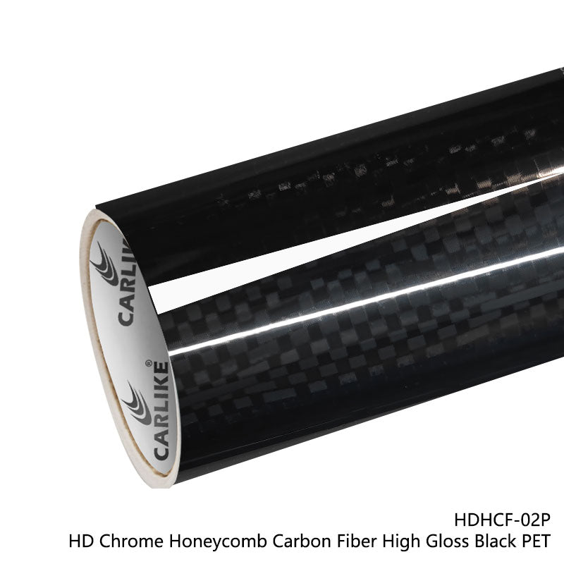 CARLIKE CL - HDHCF - 02P HD Chrome Honeycomb Carbon Fiber High Gloss Black Vinyl PET Liner - CARLIKE WRAP