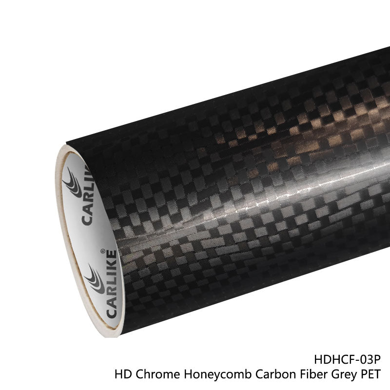 CARLIKE CL - HDHCF - 03P HD Chrome Honeycomb Carbon Fiber Grey Vinyl PET Liner - CARLIKE WRAP