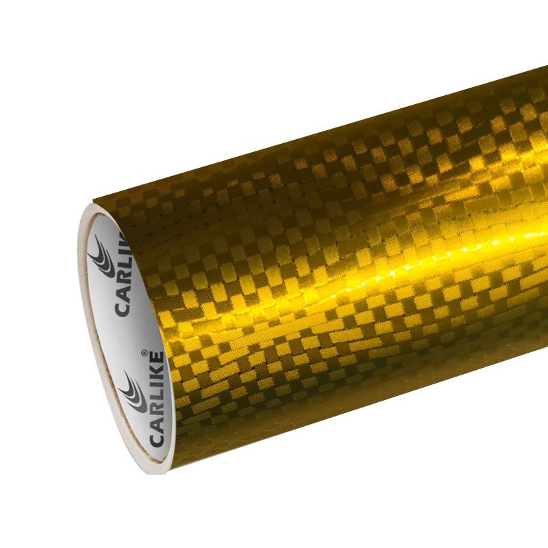 CARLIKE CL - HDHCF - 07P HD Chrome Honeycomb Carbon Fiber Gold Vinyl PET Liner - CARLIKE WRAP