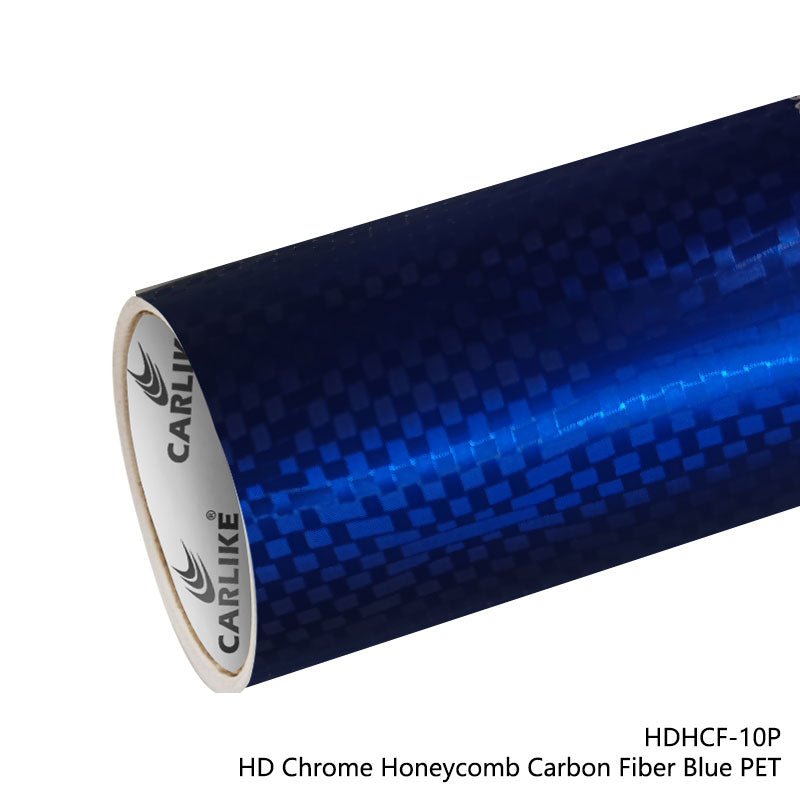 HD Chrome Honeycomb Carbon Fiber Blue Car Film