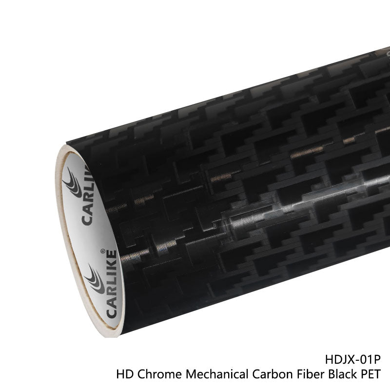 CARLIKE CL - HDJX - 01P HD Chrome Mechanical Carbon Fiber Black Vinyl PET Liner - CARLIKE WRAP