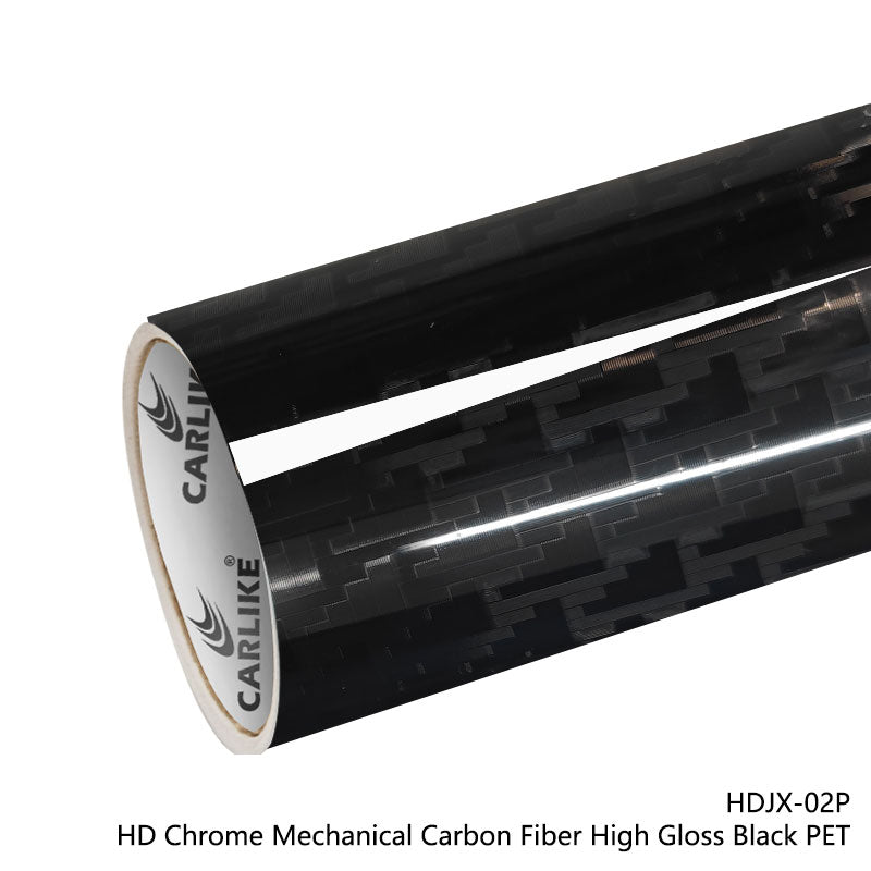 CARLIKE CL - HDJX - 02P HD Chrome Mechanical Carbon Fiber High Gloss Black Vinyl PET Liner - CARLIKE WRAP