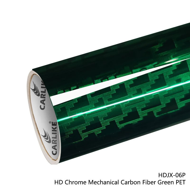 CARLIKE CL - HDJX - 06P HD Chrome Mechanical Carbon Fiber Green Vinyl PET Liner - CARLIKE WRAP