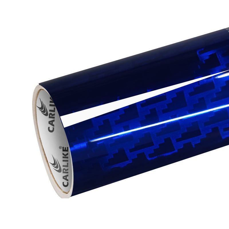 CARLIKE CL - HDJX - 07P HD Chrome Mechanical Carbon Fiber Blue Vinyl PET Liner - CARLIKE WRAP