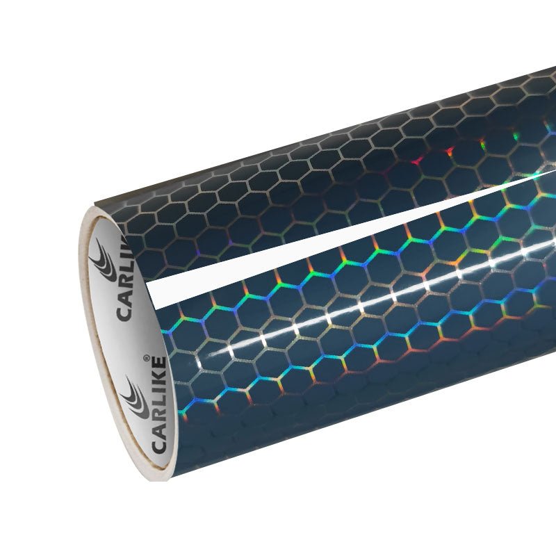 CARLIKE CL - HH - 04 Holographic Honeycomb China Blue Vinyl - CARLIKE WRAP