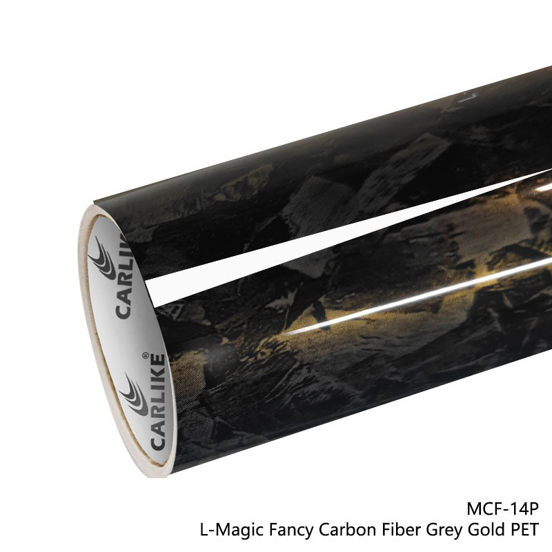 CARLIKE CL - MCF - 14P Large Texture L - Magic Fancy Carbon Fiber Grey Gold Vinyl PET Liner - CARLIKE WRAP