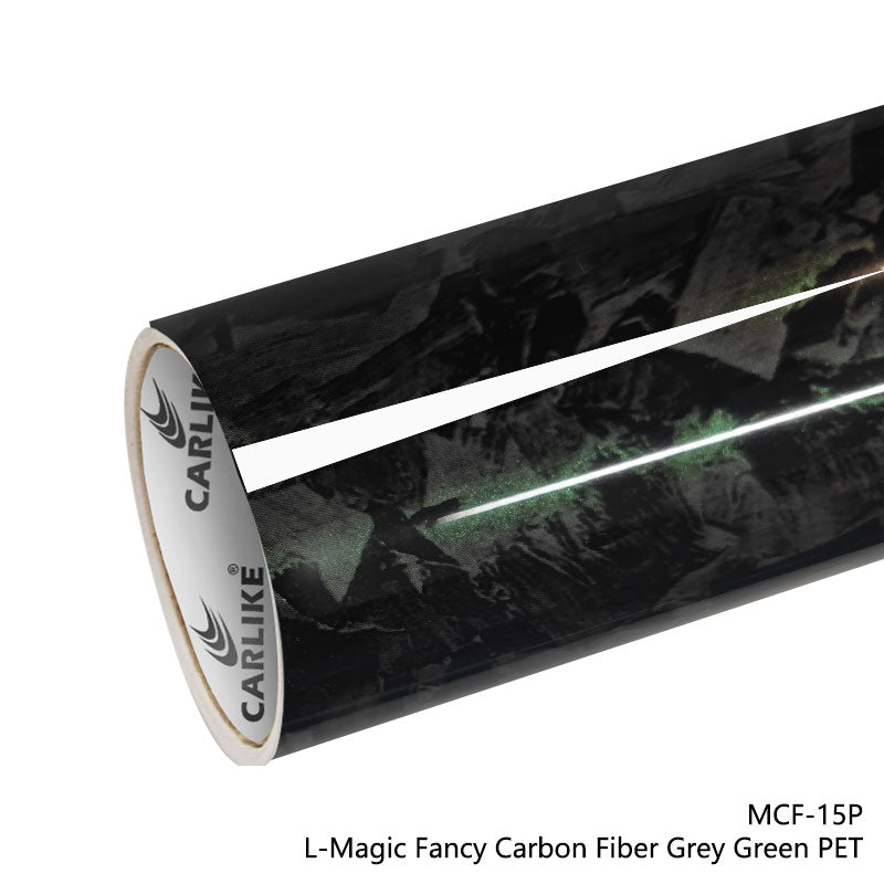 CARLIKE CL - MCF - 15P Large Texture L - Magic Fancy Carbon Fiber Grey Green Vinyl PET Liner - CARLIKE WRAP