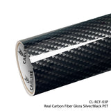 CARLIKE CL-RCF-03P Simulation Carbon Fiber Gloss Silver/Black Vinyl PET Liner
