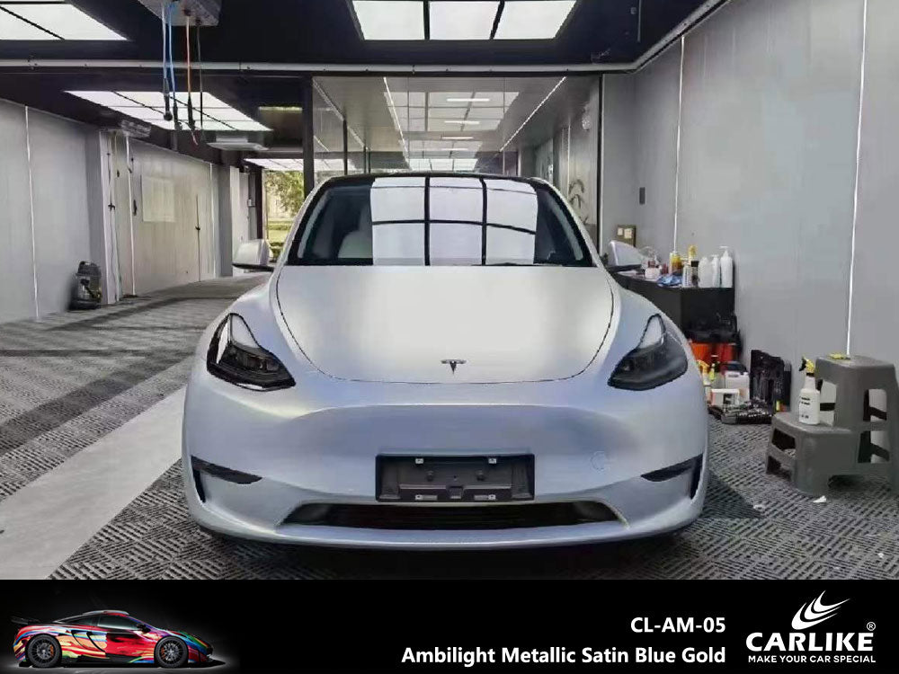 CARLIKE CL-AM-05P Ambilight Metallic Satin Blue Gold Vinyl PET Liner - CARLIKE WRAP