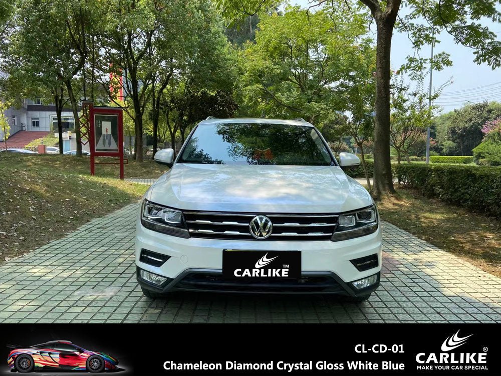 CARLIKE CL-CD-01 Chameleon Diamond Crystal Gloss White Blue Vinyl - CARLIKE WRAP