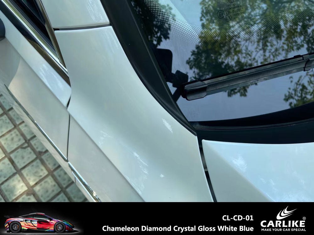 CARLIKE CL-CD-01 Chameleon Diamond Crystal Gloss White Blue Vinyl - CARLIKE WRAP