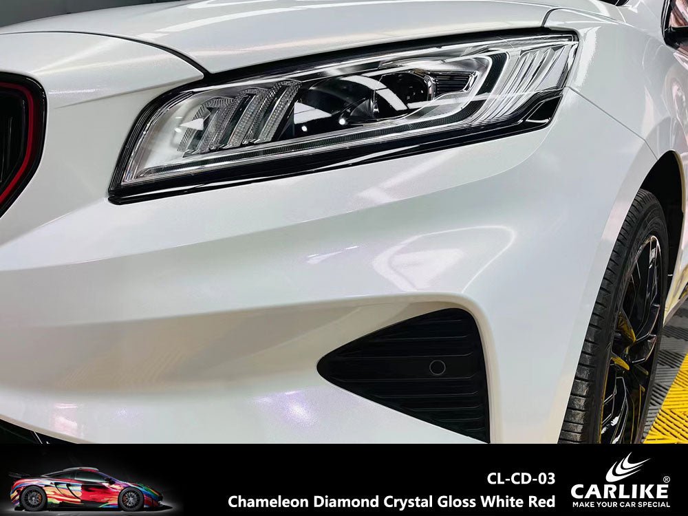 CARLIKE CL-CD-03 Chameleon Diamond Crystal Gloss White Red Vinyl - CARLIKE WRAP