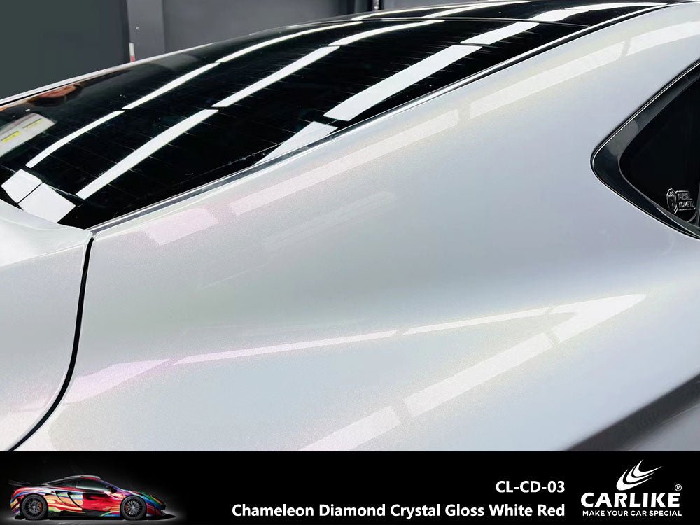 CARLIKE CL-CD-03 Chameleon Diamond Crystal Gloss White Red Vinyl - CARLIKE WRAP