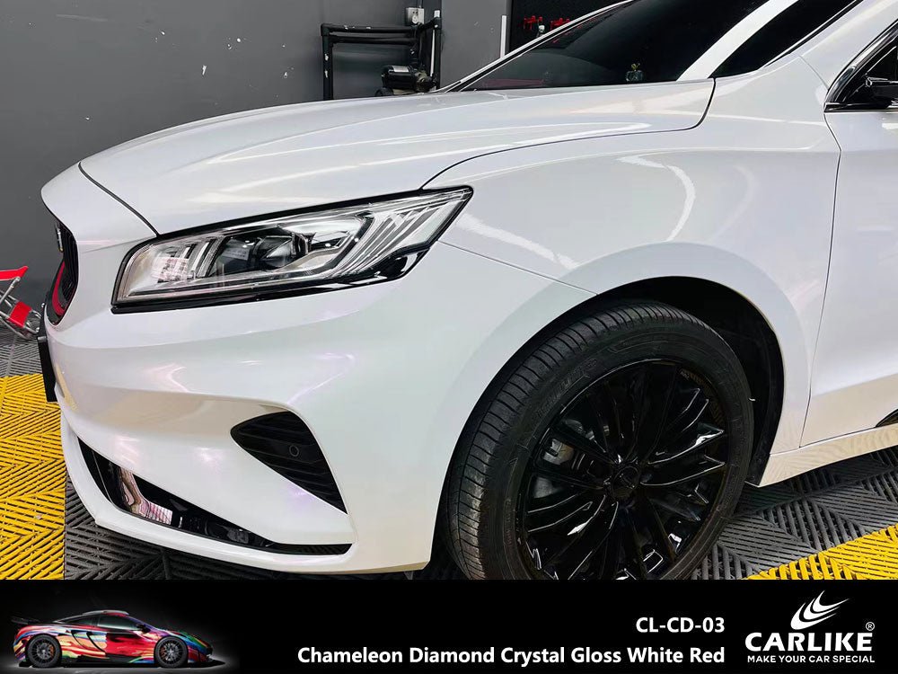 CARLIKE CL-CD-03 Chameleon Diamond Crystal Gloss White Red Vinyl - CARLIKE WRAP