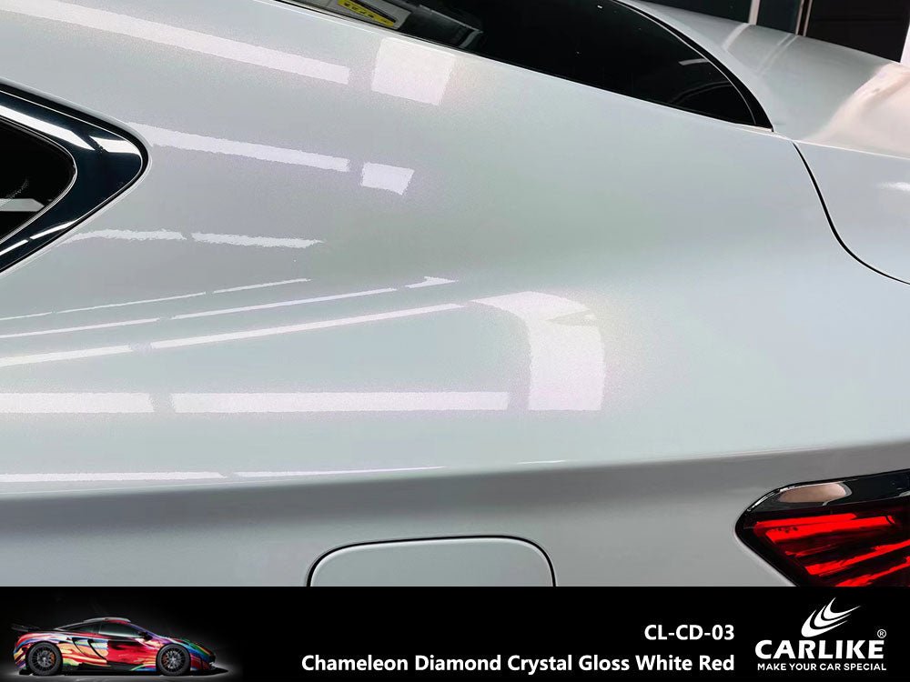 CARLIKE CL-CD-03 Chameleon Diamond Crystal Gloss White Red Vinyl - CARLIKE WRAP