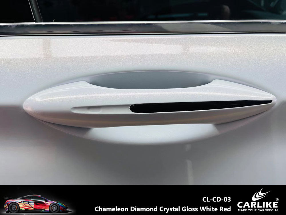 CARLIKE CL-CD-03 Chameleon Diamond Crystal Gloss White Red Vinyl - CARLIKE WRAP
