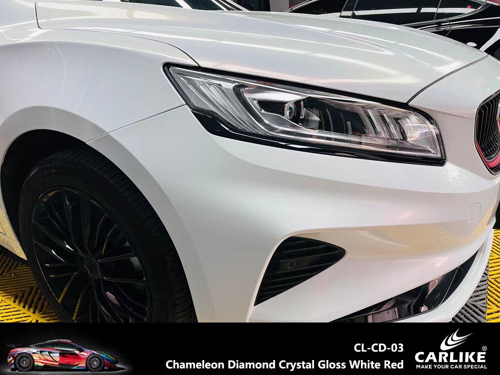 CARLIKE CL-CD-03 Chameleon Diamond Crystal Gloss White Red Vinyl - CARLIKE WRAP