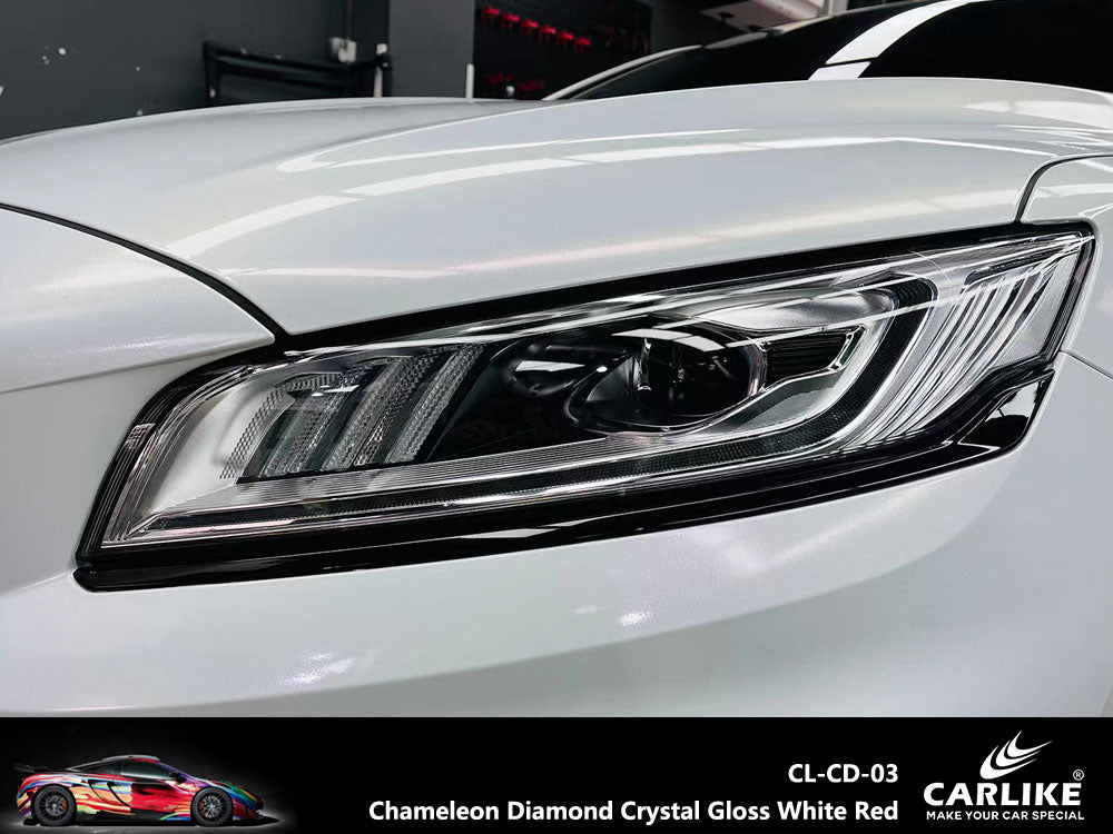 CARLIKE CL-CD-03 Chameleon Diamond Crystal Gloss White Red Vinyl - CARLIKE WRAP