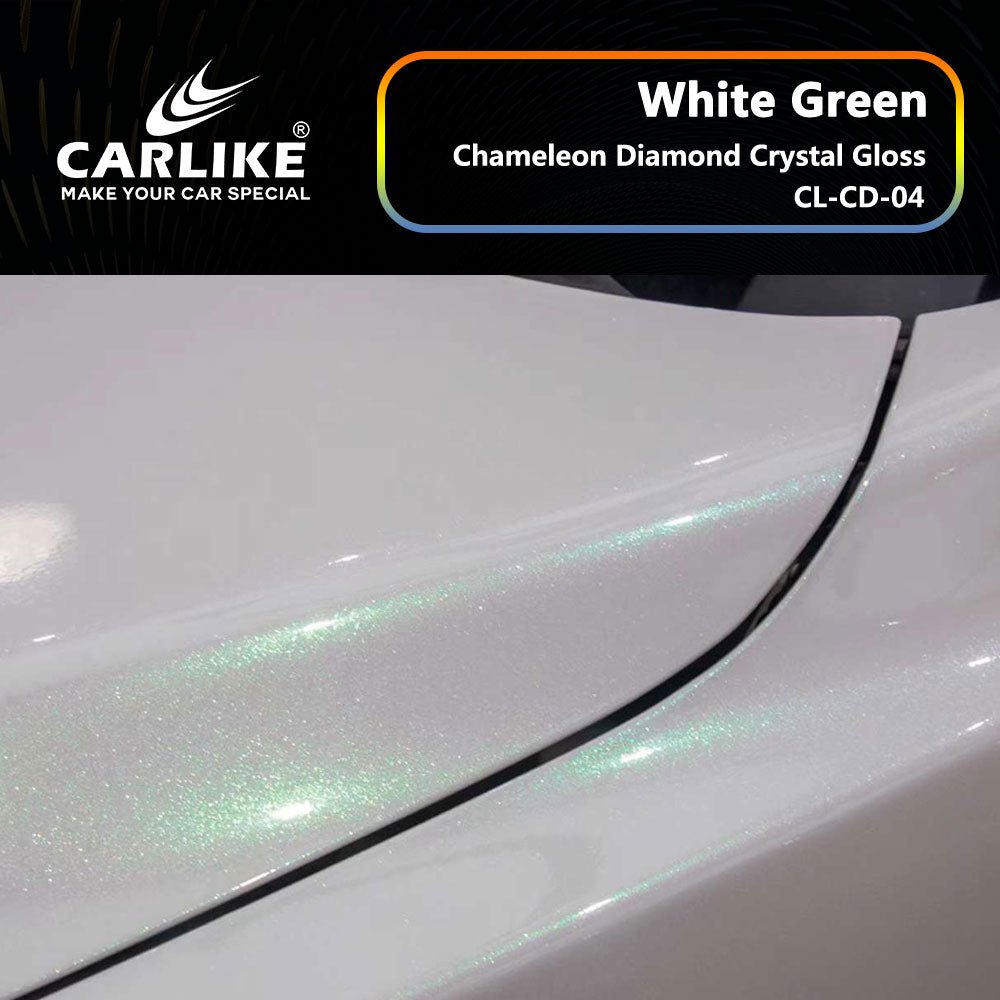 CARLIKE CL-CD-04 Chameleon Diamond Crystal Gloss White Green Vinyl - CARLIKE WRAP