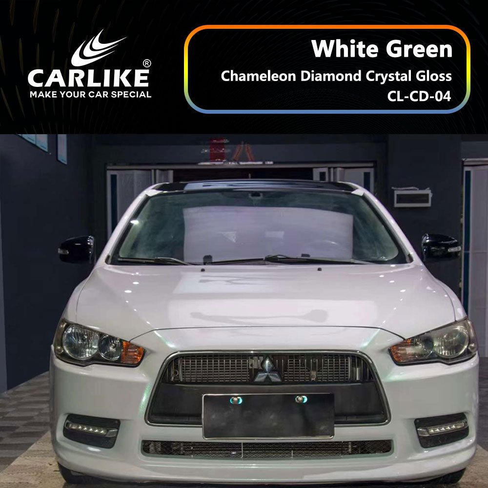 CARLIKE CL-CD-04 Chameleon Diamond Crystal Gloss White Green Vinyl - CARLIKE WRAP