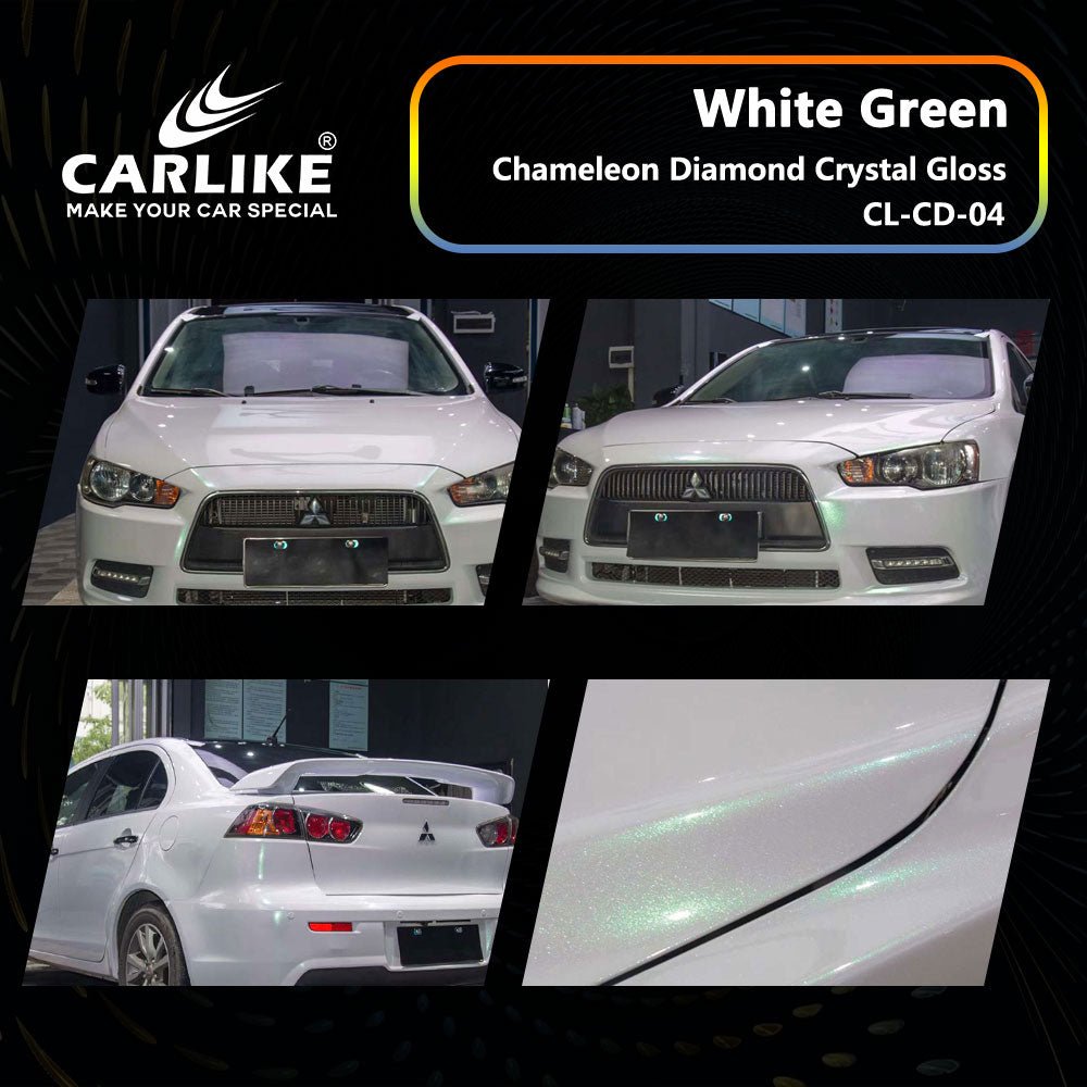 CARLIKE CL-CD-04 Chameleon Diamond Crystal Gloss White Green Vinyl - CARLIKE WRAP