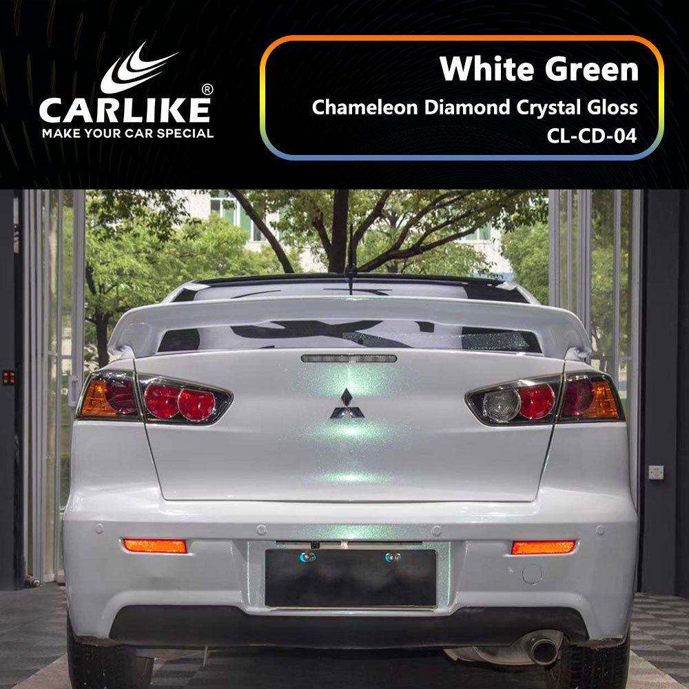 CARLIKE CL-CD-04 Chameleon Diamond Crystal Gloss White Green Vinyl - CARLIKE WRAP