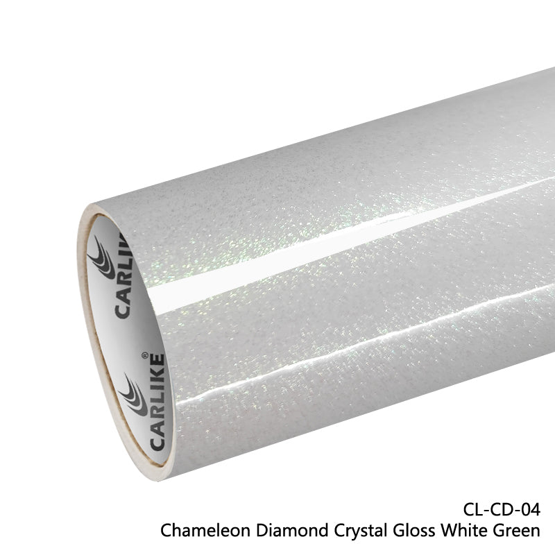 Chameleon Diamond Crystal Gloss White Green Vinyl Wrap Supplier