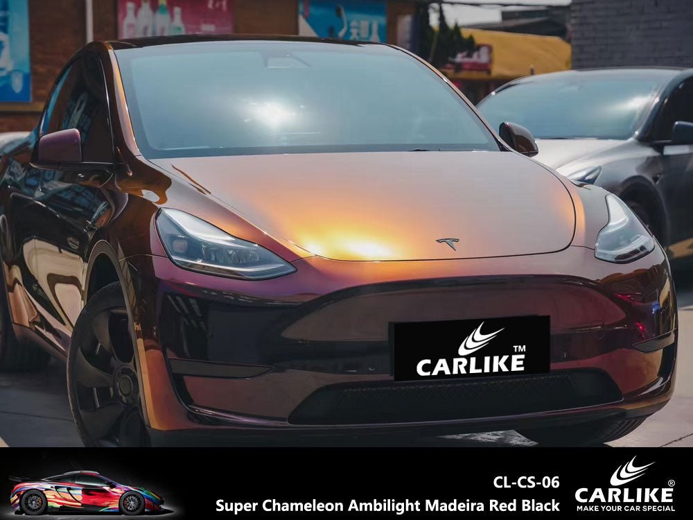 CARLIKE CL-CS-06 Super Chameleon Ambilight Madeira Red Black Vinyl - CARLIKE WRAP