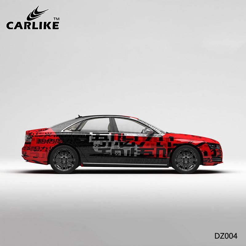 CARLIKE CL-DZ004 Pattern Red and Black Letters High-precision Printing Customized Car Vinyl Wrap - CARLIKE WRAP