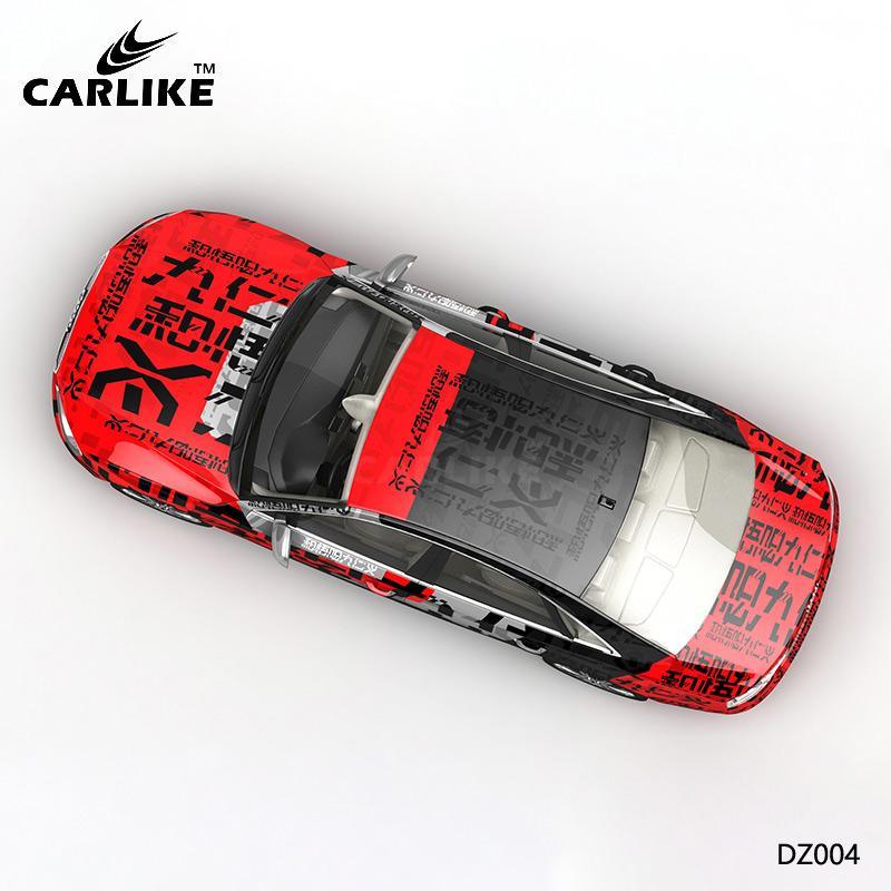 CARLIKE CL-DZ004 Pattern Red and Black Letters High-precision Printing Customized Car Vinyl Wrap - CARLIKE WRAP