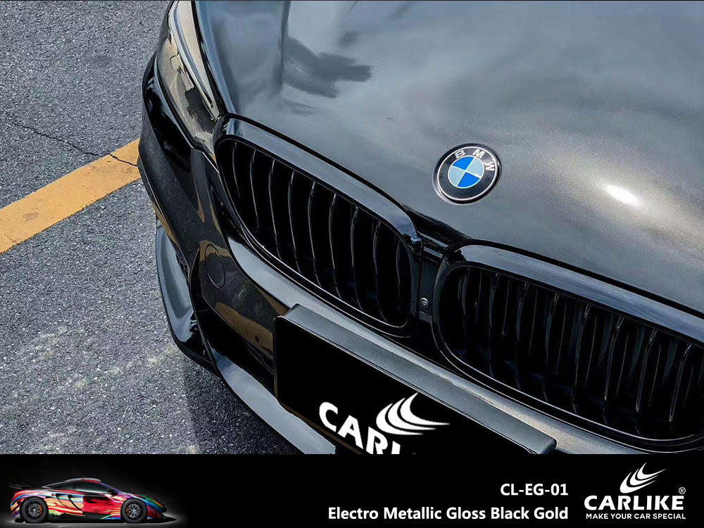 CARLIKE CL-EG-01P Electro Metallic Gloss Black Gold Vinyl PET Liner - CARLIKE WRAP
