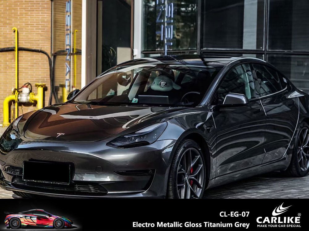 CARLIKE CL-EG-07 Electro Metallic Gloss Titanium Grey Vinyl - CARLIKE WRAP