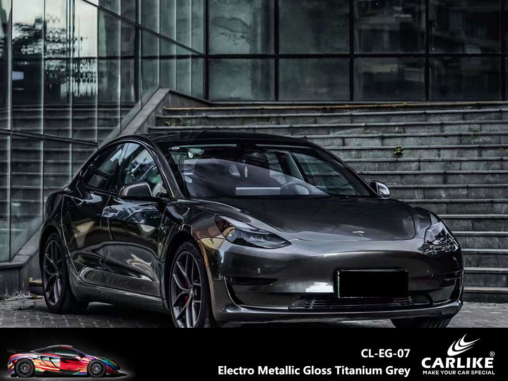 CARLIKE CL-EG-07 Electro Metallic Gloss Titanium Grey Vinyl - CARLIKE WRAP
