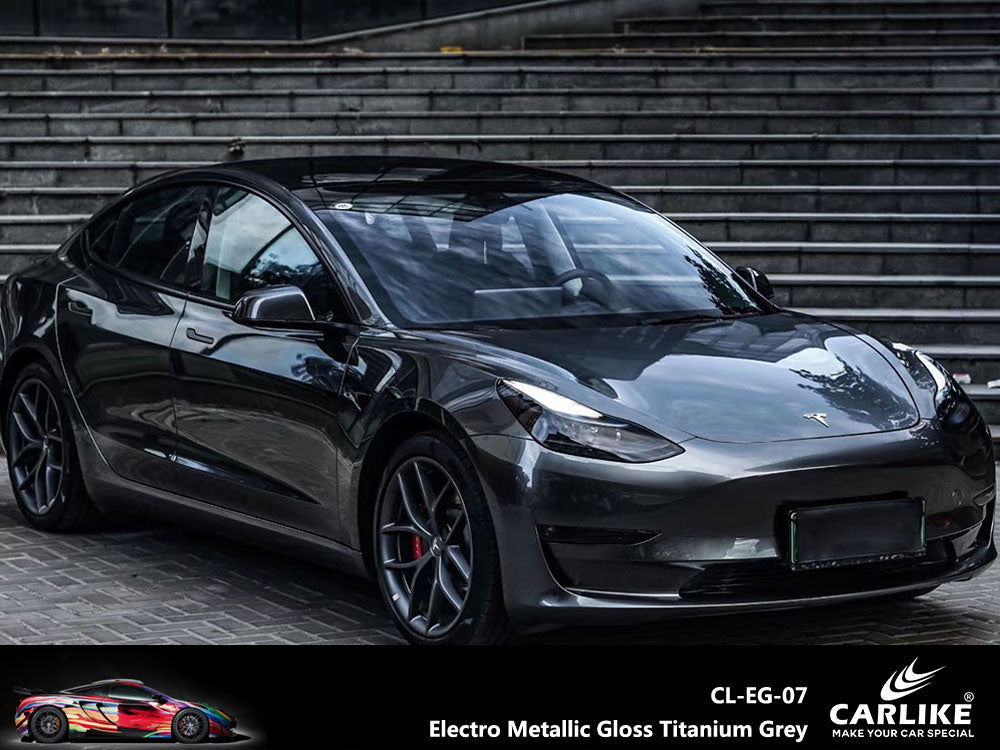 CARLIKE CL-EG-07 Electro Metallic Gloss Titanium Grey Vinyl - CARLIKE WRAP