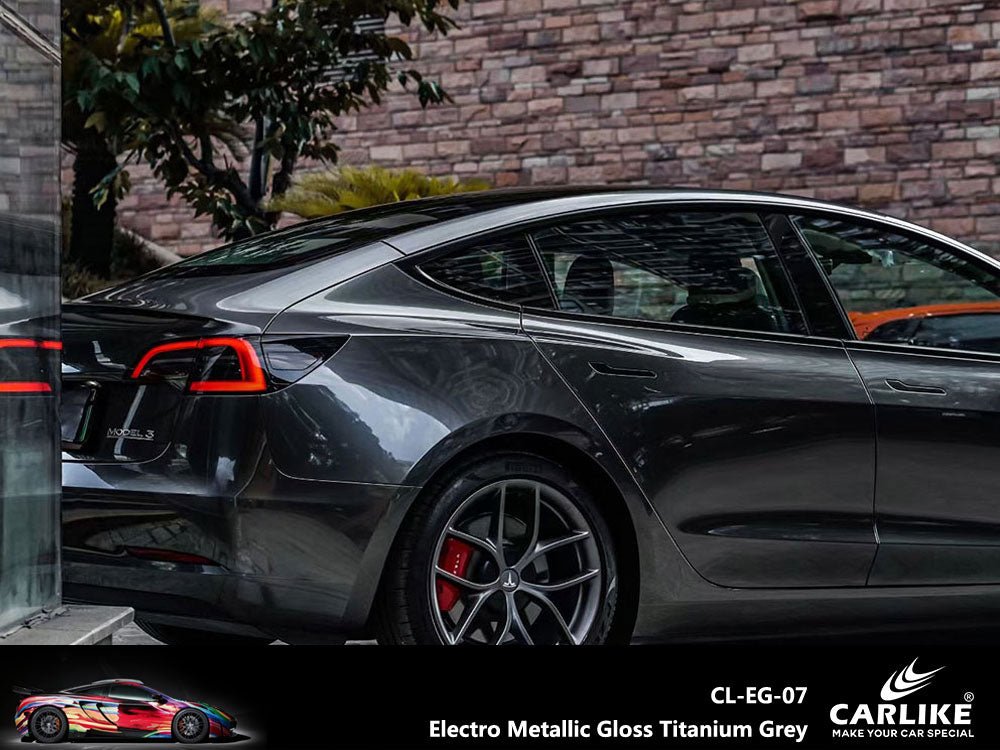 CARLIKE CL-EG-07 Electro Metallic Gloss Titanium Grey Vinyl - CARLIKE WRAP