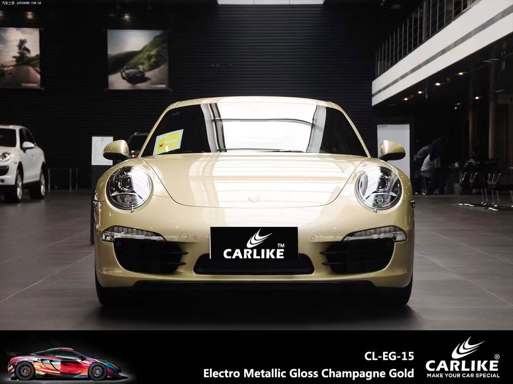 CARLIKE CL-EG-15P Electro Metallic Gloss Champagne Gold Vinyl PET Liner - CARLIKE WRAP