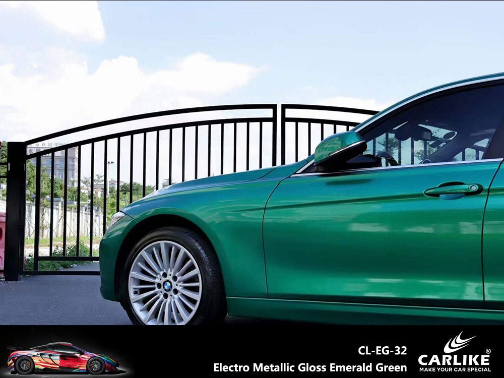 CARLIKE CL-EG-32P Electro Metallic Gloss Emerald Green Vinyl PET Liner - CARLIKE WRAP