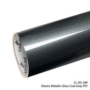 CARLIKE CL-EG-34P Electro Metallic Gloss Coal Grey Vinyl (PET Air Release Paper) - CARLIKE WRAP